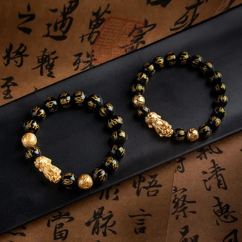 Feng Shui Bracelet-Pixiu Black Obsidian Fortune Bracelet Chic Solace