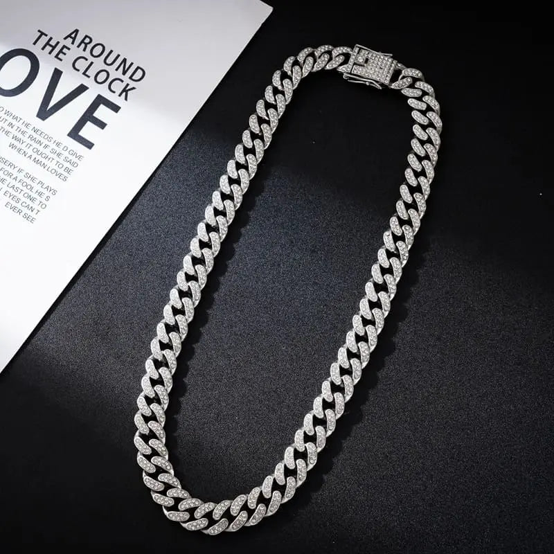 Cuban chain necklace with diamonds and zircon Chic Solace